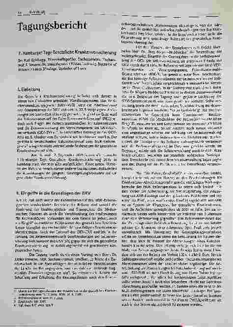 Vorschauseite 1: 7. Hamburger Tage Gesetzliche Krankenversicherung Dr. Ralf Kohlhepp, Wirtschaftsprüfer, Rechtsanwalt, Fachanwalt für Steuerrecht, Steuerberater / Niklas Ludewig, Bachelor of Scien…