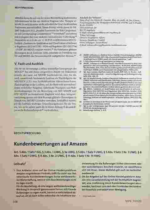 Vorschauseite 1: RECHTSPRECHUNG Kundenbewertungen auf Amazon