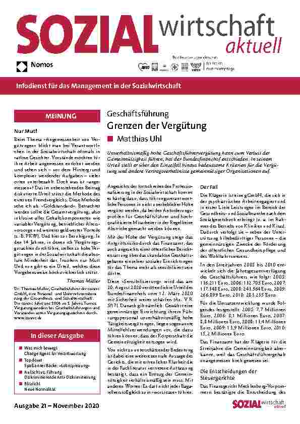 Vorschauseite 1: Geschäftsführung: Grenzen der Vergütung