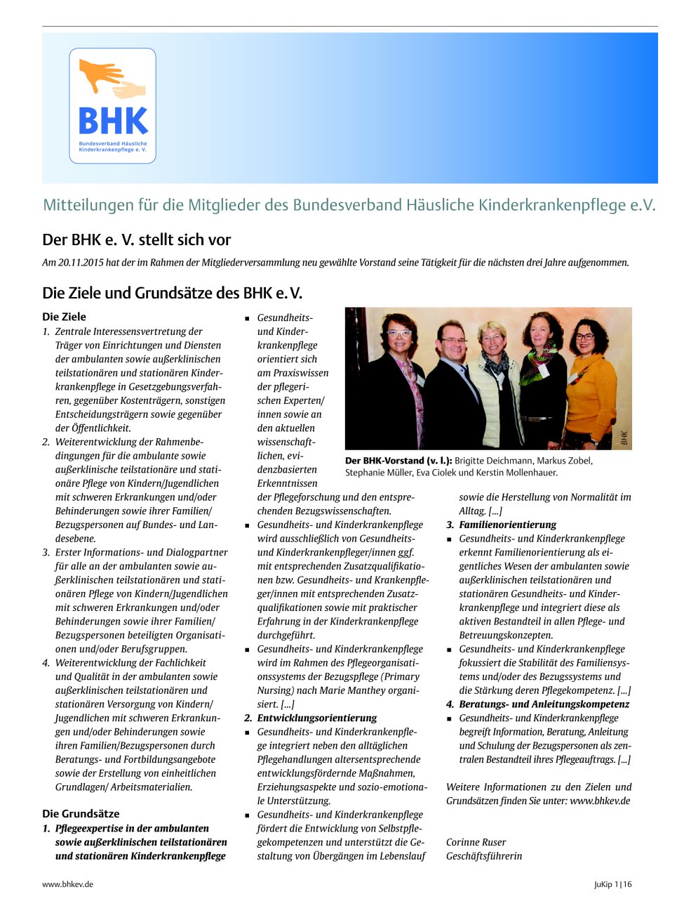 Vorschauseite 1: Mitteilungen für die Mitglieder des Bundesverband Häusliche Kinderkrankenpflege e.V.