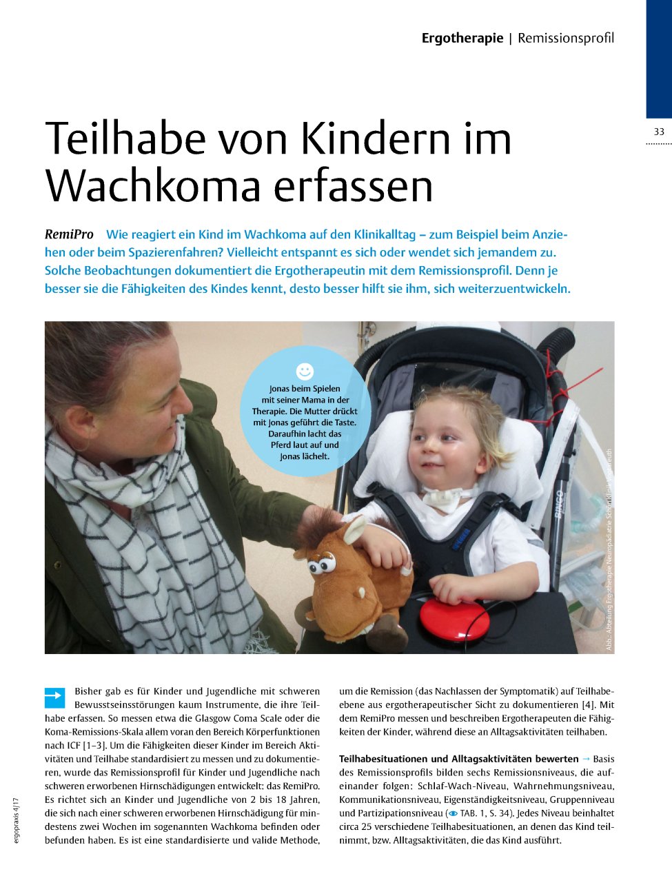 Vorschauseite 1: RemiPro ? Teilhabe von Kindern im Wachkoma erfassen