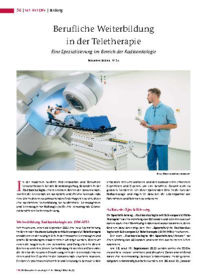 Vorschauseite 1: Berufliche Weiterbildung in der Teletherapie Eine Spezialisierung im Bereich der Radioonkologie