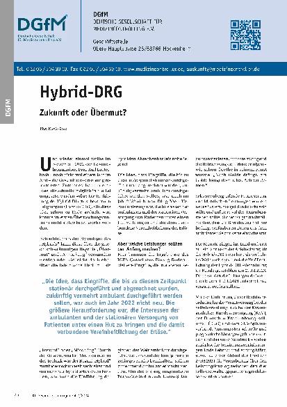 Vorschauseite 1: Hybrid-DRG: Zukunft oder Übermut?