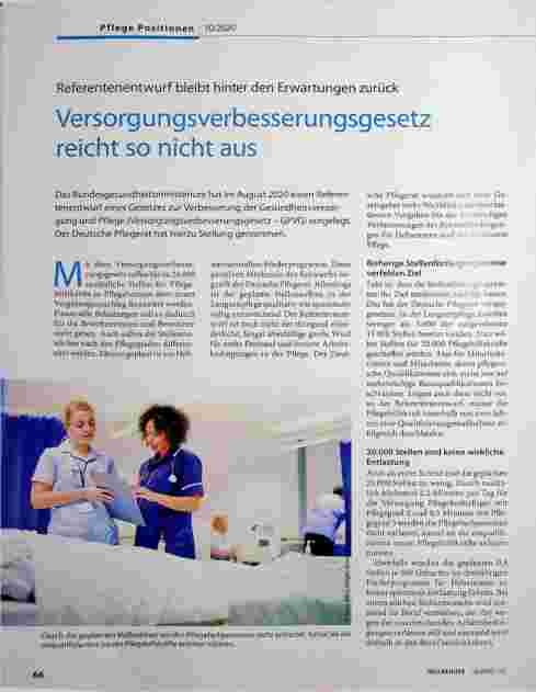 Vorschauseite 1: Referentenentwurf bleibt hinter den Erwartungen zurück. Versorgungsverbesserungsgesetz reicht so nicht aus.