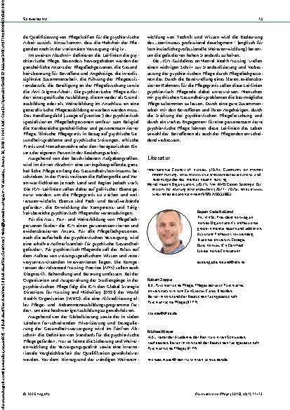 Vorschauseite 3: Wichtiger Schritt zur Verbesserung Eine internationale Leitlinie für die Qualität in der psychiatrischen Pflege