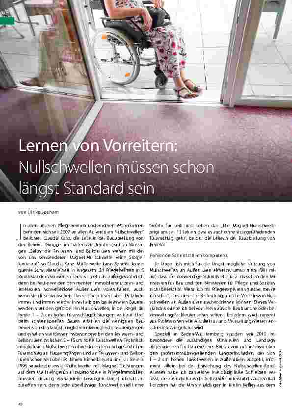 Vorschauseite 1: Lernen von Vorreitern: Nullschwellen müssen schon längst Standard sein.