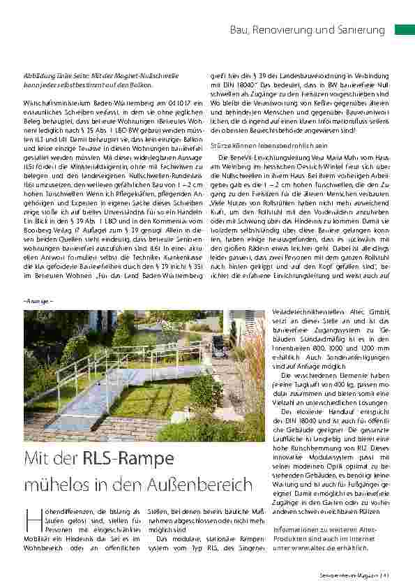 Vorschauseite 2: Lernen von Vorreitern: Nullschwellen müssen schon längst Standard sein.
