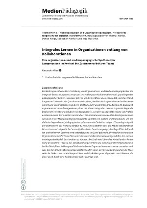 Vorschauseite 1: Integrales Lernen in Organisationen entlang von Kollaborationen