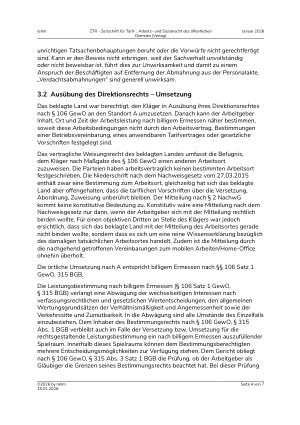 Vorschauseite 4: Abmahnung und Direktionsrecht bei nicht erwiesener Pflichtverletzung