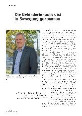 Vorschauseite 1: Die Behindertenpolitik ist in Bewegung gekommen.
