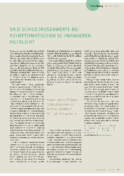Vorschauseite 1: Sind Schilddrüsenwerte bei asymptomatischen Schwangeren hilfreich?