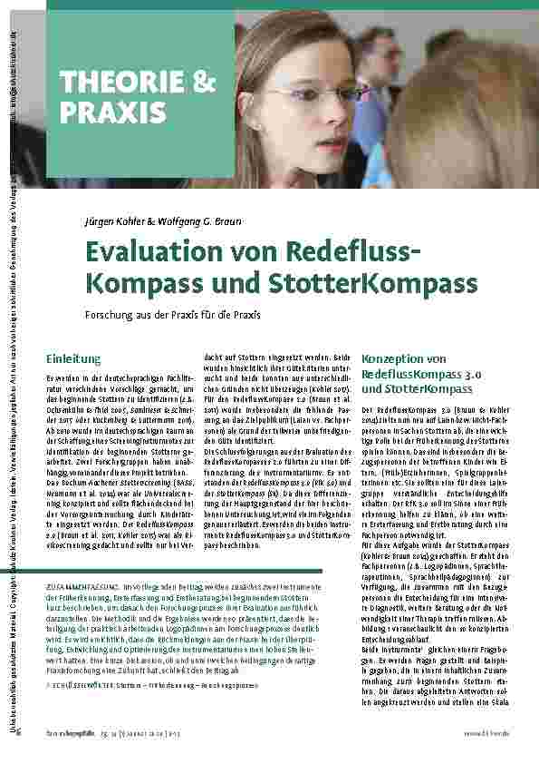 Vorschauseite 1: Evaluation von RedeflussKompass und StotterKompass