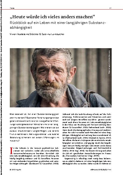 Vorschauseite 1: „Heute würde ich vieles anders machen“ Rückblick auf ein Leben mit einer langjährigen Substanz abhängigkeit