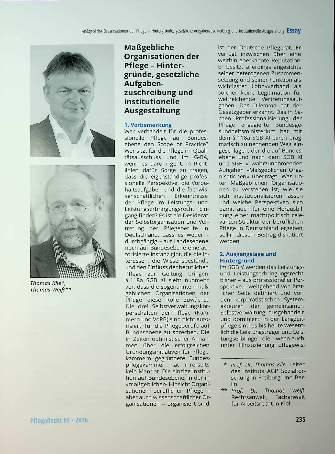 Vorschauseite 1: Maßgebliche Organisationen der Pflege – Hintergründe, gesetzliche Aufgabenzuschreibung und institutionelle Ausgestaltung