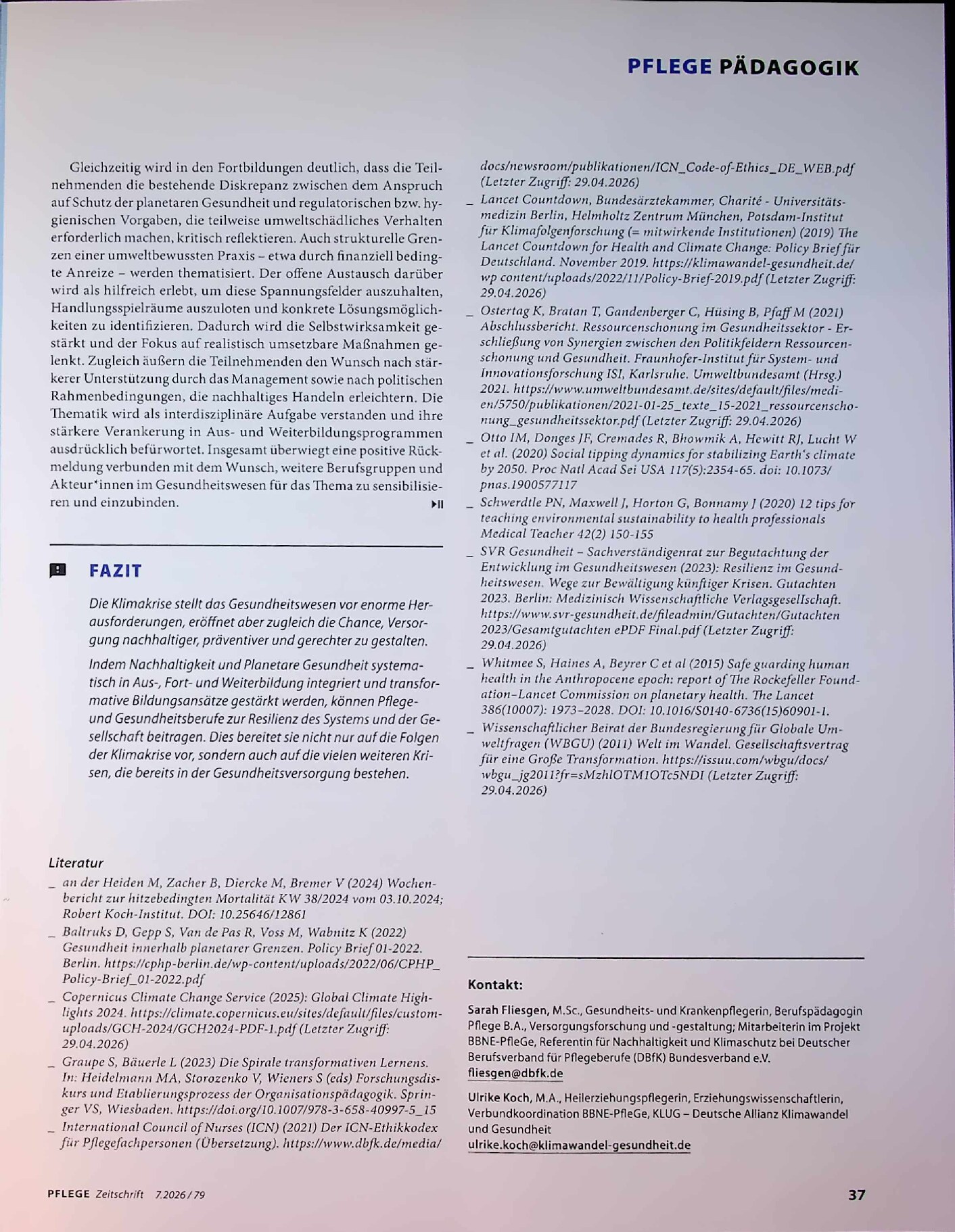 Vorschauseite 4: Klimawandel als Gesundheitsproblem