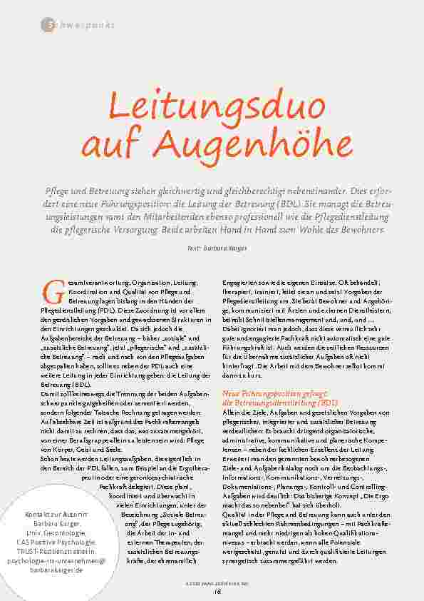 Vorschauseite 1: Leitungsduo auf Augenhöhe