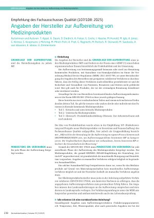 Vorschauseite 1: Angaben der Hersteller zur Aufbereitung von Medizinprodukten