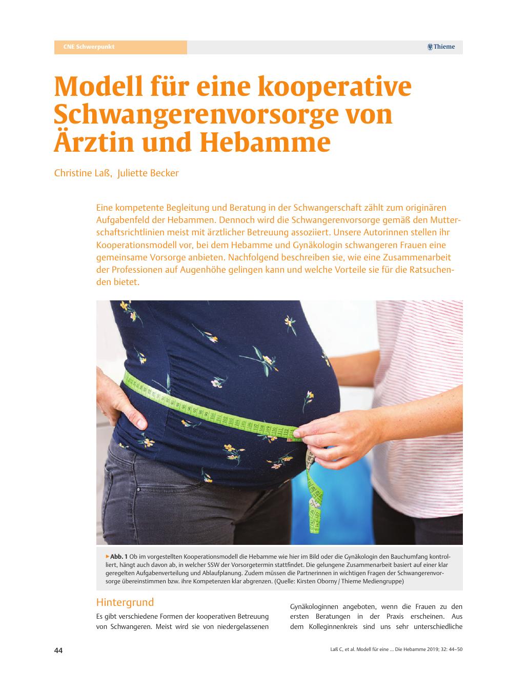 Vorschauseite 1: Modell für eine kooperative Schwangerenvorsorge von Ärztin und Hebamme