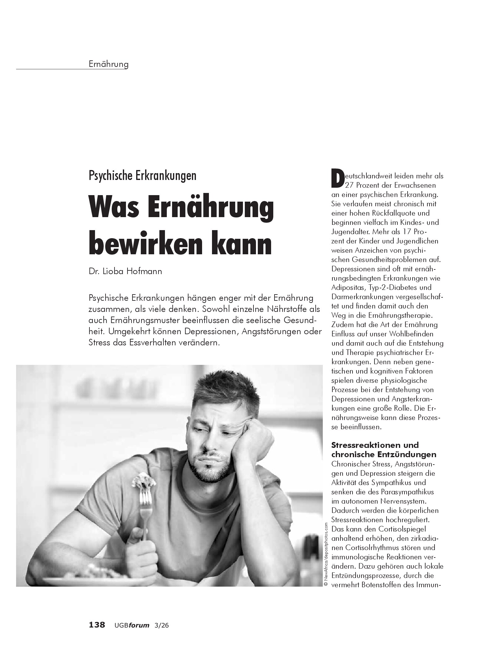 Vorschauseite 1: Was Ernährung an einer psychischen Erkrankung bewirken kann