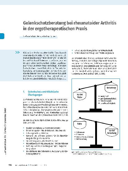 Vorschauseite 1: Gelenkschutzberatung bei rheumatoider Arthritis in der ergotherapeutischen Praxis