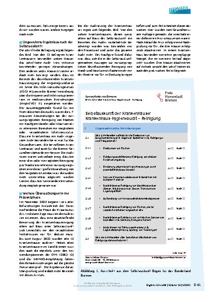 Vorschauseite 4: Krankenhaus-Hygieneaudit zur Reinigung durch das Gesundheitsamt Bremen - ein Erfahrungsbericht