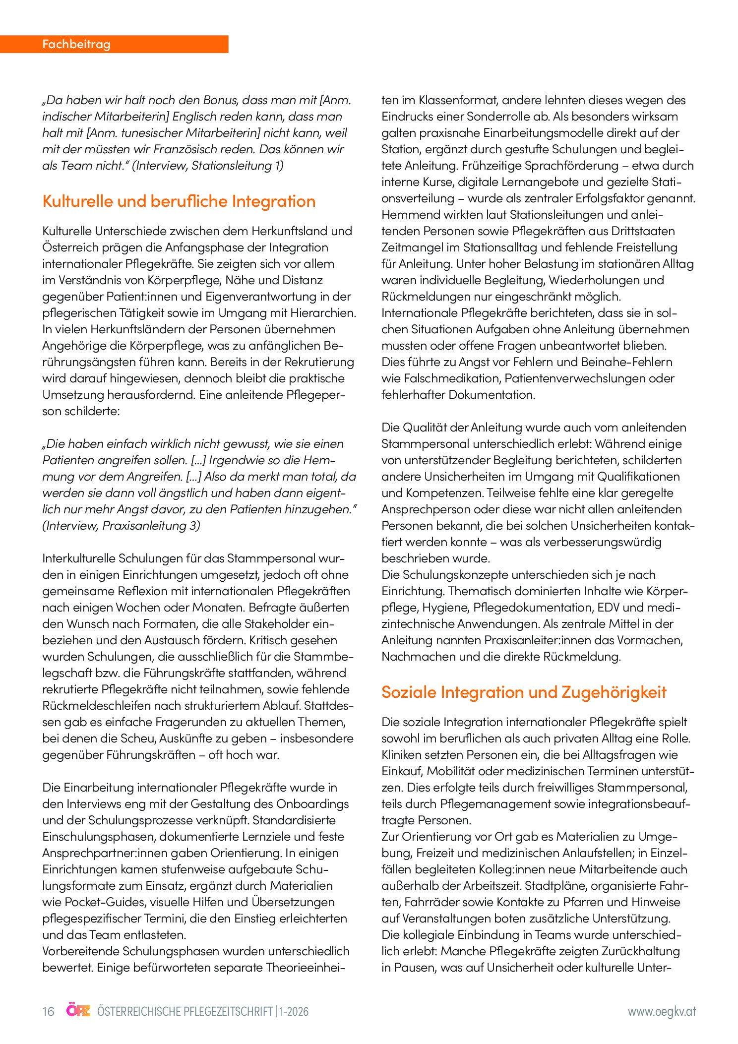 Vorschauseite 4: Integration international rekrutierter Pflegekräfte auf Abteilungsebene