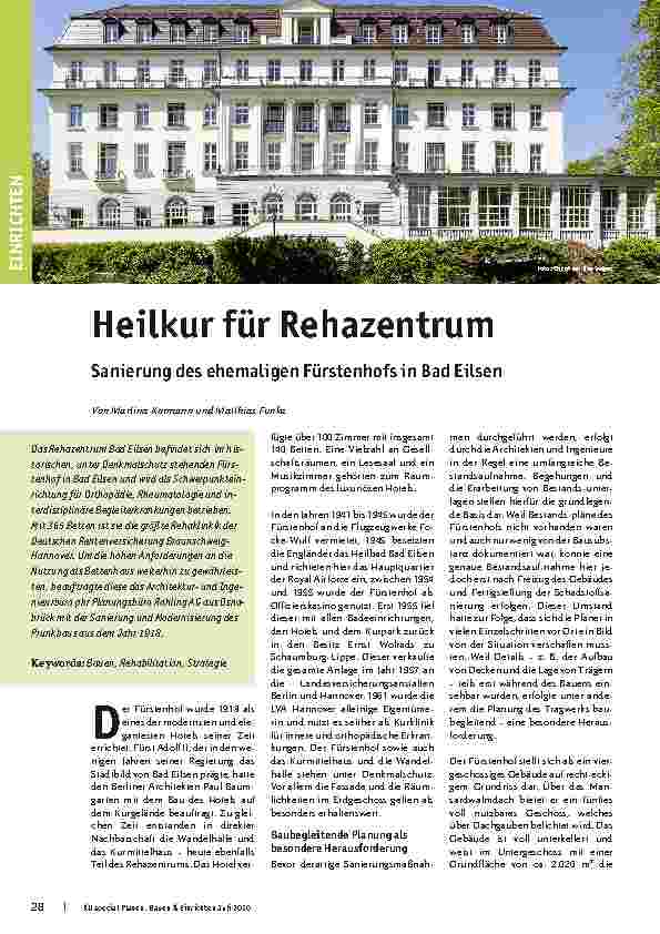 Vorschauseite 1: Heilkurund Rehazentrum Sanierung des ehemaligen Fürstenhofs in Bad Eilsen