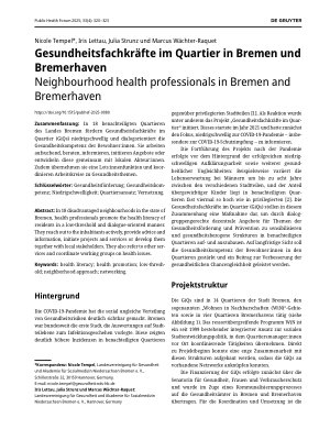 Vorschauseite 1: Gesundheitsfachkräfte im Quartier in Bremen und Bremerhaven