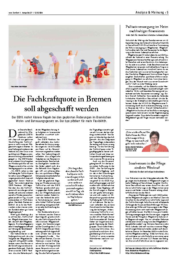 Vorschauseite 1: Die Fachkraftquote in Bremen soll abgeschafft werden.