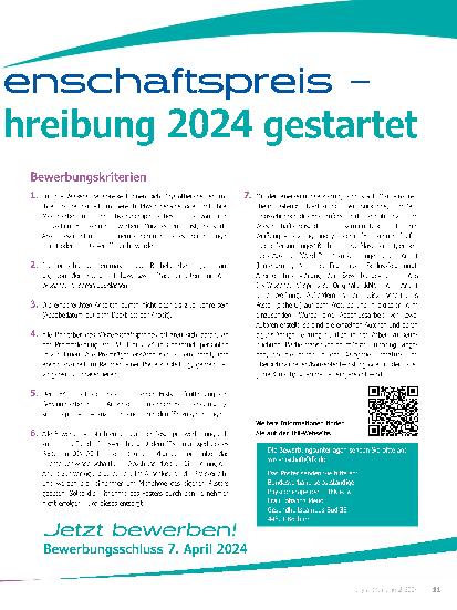 Vorschauseite 2: 20 Jahre IFK - Wissenschaftspreis – Ausschreibung 2024 gestartet