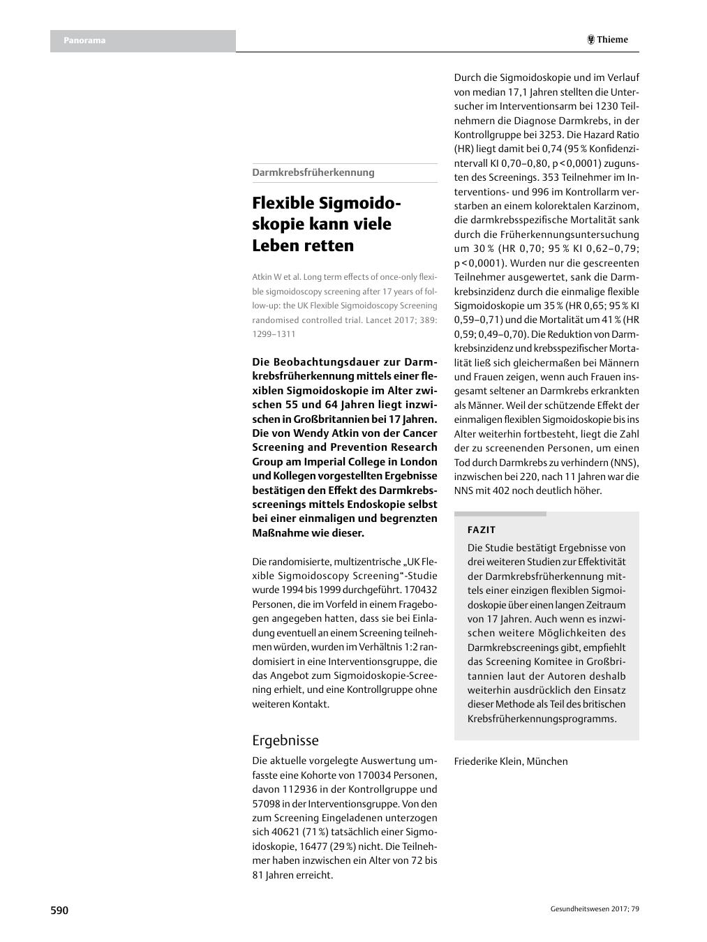 Vorschauseite 1: Flexible Sigmoidoskopie kann viele Leben retten