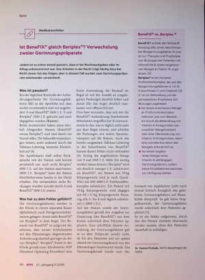 Vorschauseite 1: Ist BeneFIX® gleich Beriplex®? Verwechslung zweier Gerinnungspräparate