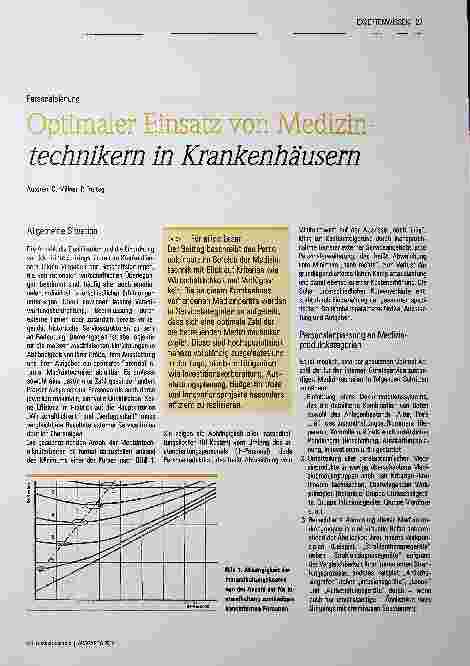 Vorschauseite 1: Optimaler Einsatz von Medizintechnikern in Krankenhäusern