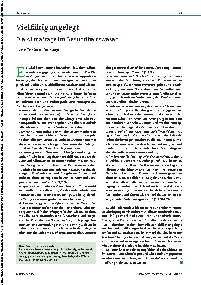 Vorschauseite 1: Vielfältig angelegt Die Klimafrage im Gesundheitswesen