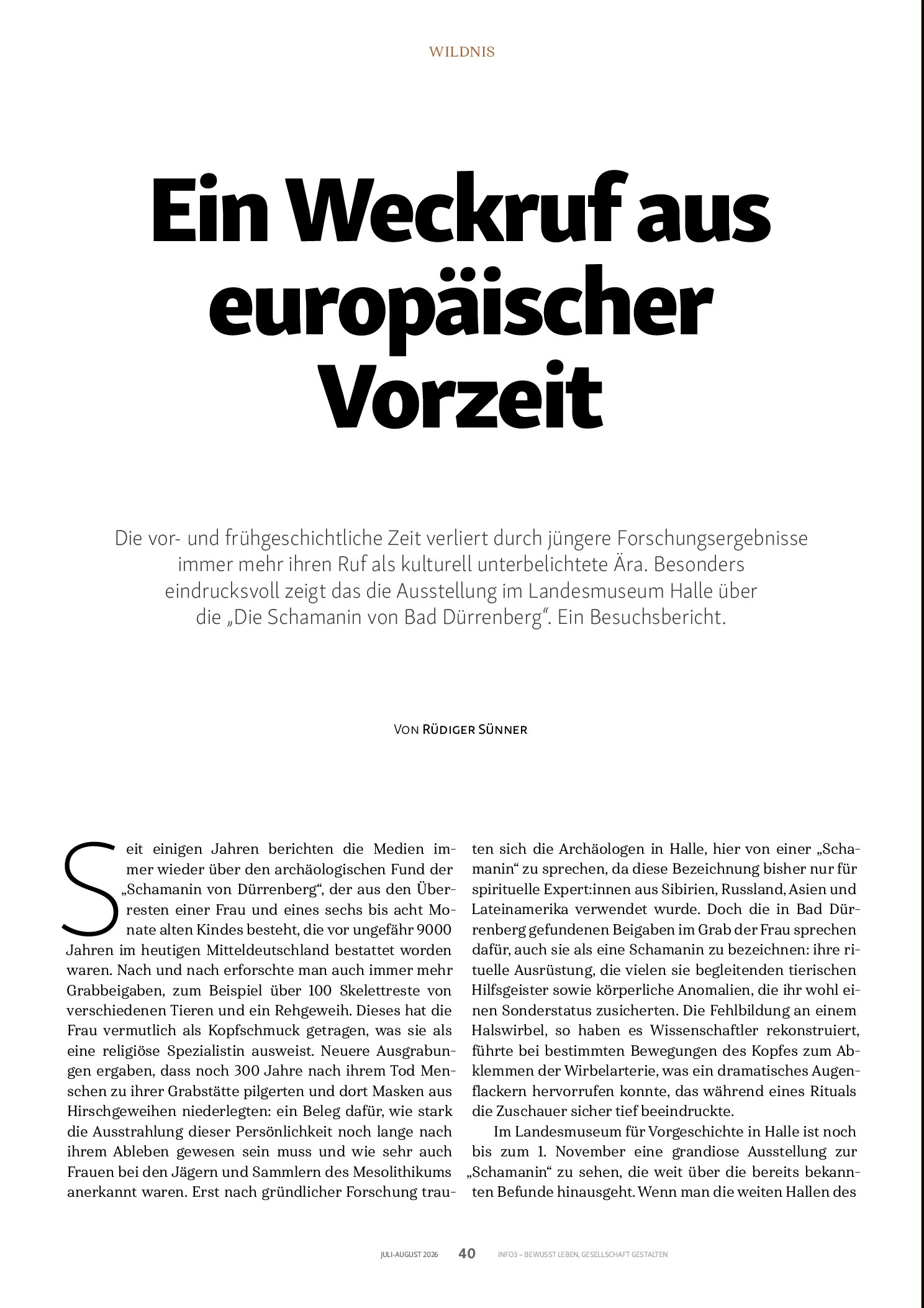 Vorschauseite 1: Ein Weckruf aus europäischer Vorzeit