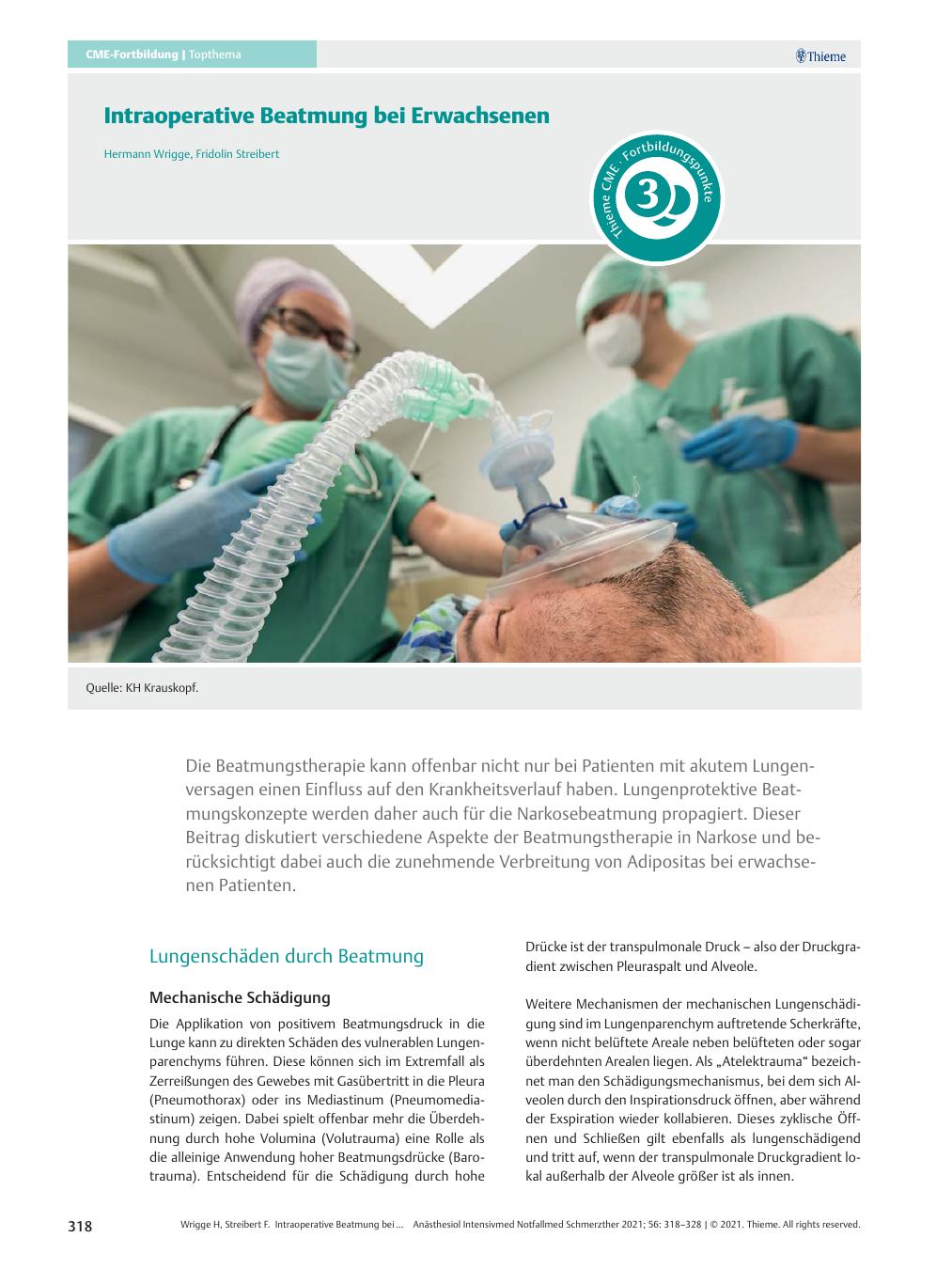 Vorschauseite 1: Intraoperative Beatmung bei Erwachsenen