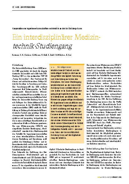 Vorschauseite 1: Ein interdisziplinärer Medizintechnik-Studiengang