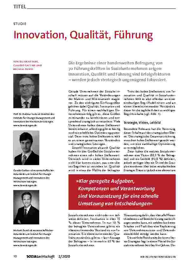 Vorschauseite 1: Innovation, Qualität, Führung