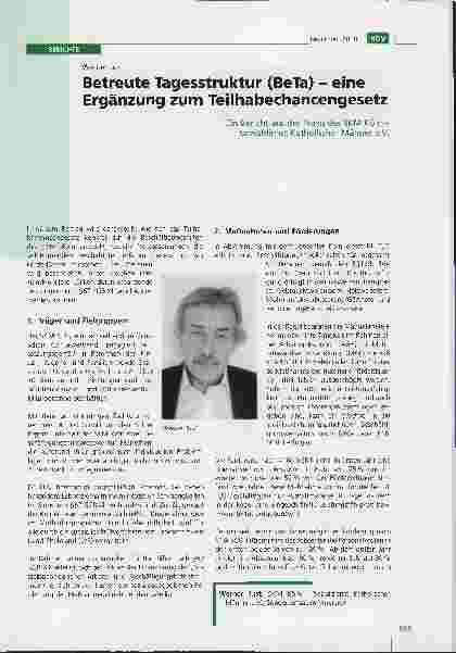 Vorschauseite 1: Betreute Tagesstruktur (BeTa) - eine Ergänzung zum Teilhabechancengesetz. Ein Bericht aus der Praxis des SKM Köln - Sozialdienst Katholischer Männer e. V.