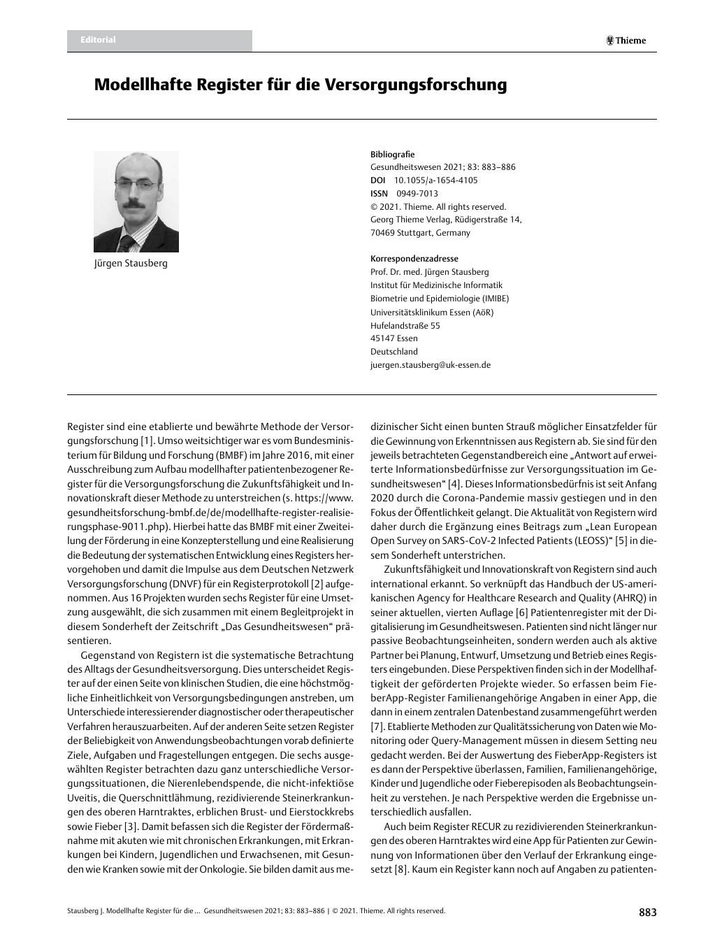 Vorschauseite 1: Modellhafte Register für die Versorgungsforschung