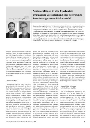 Vorschauseite 1: Soziale Milieus in der Psychiatrie. Unzulässige Vereinfachung oder notwendige Erweiterung unseres Blickwinkels?