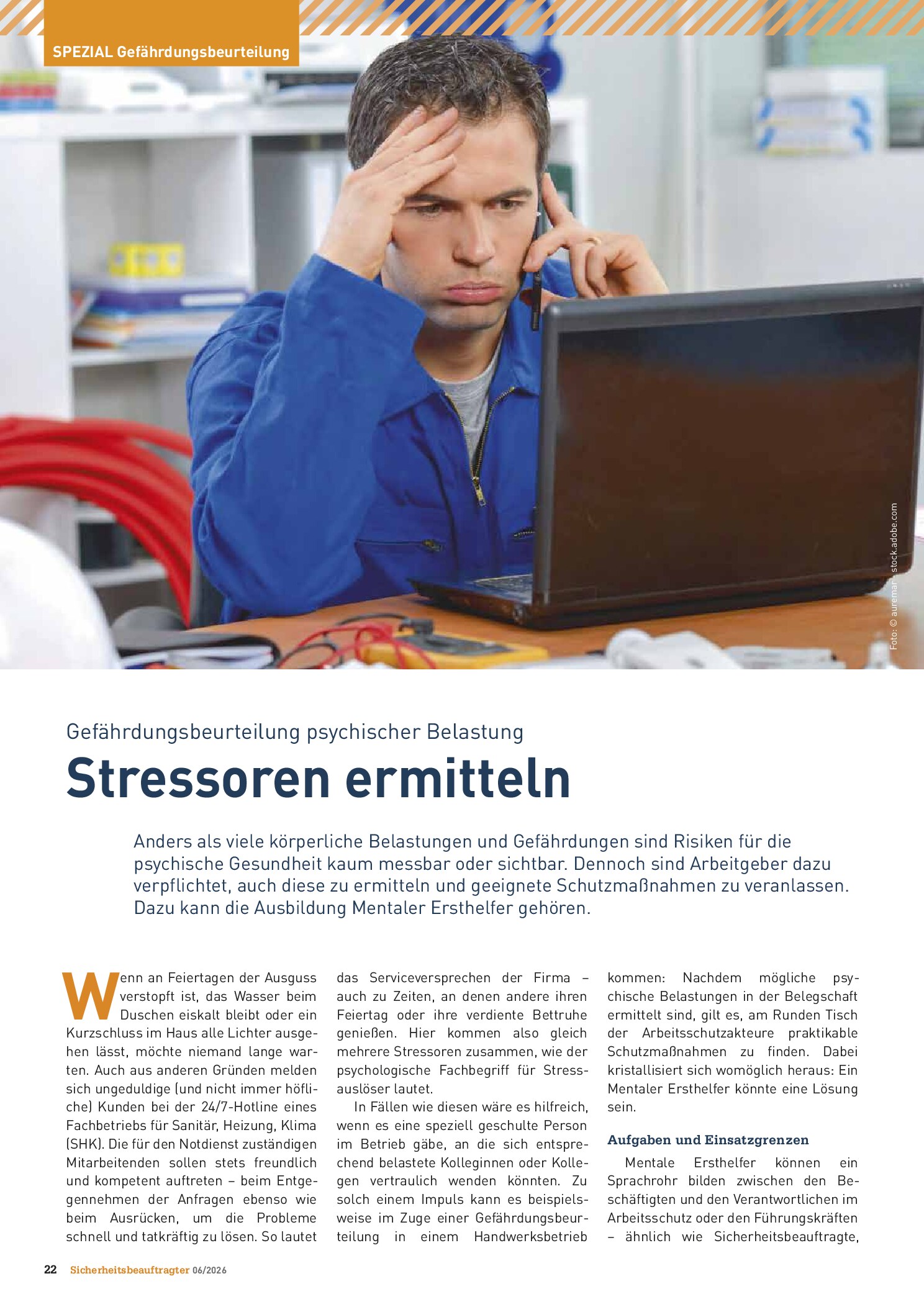 Vorschauseite 1: Gefährdungsbeurteilung psychischer Belastung. Stressoren ermitteln