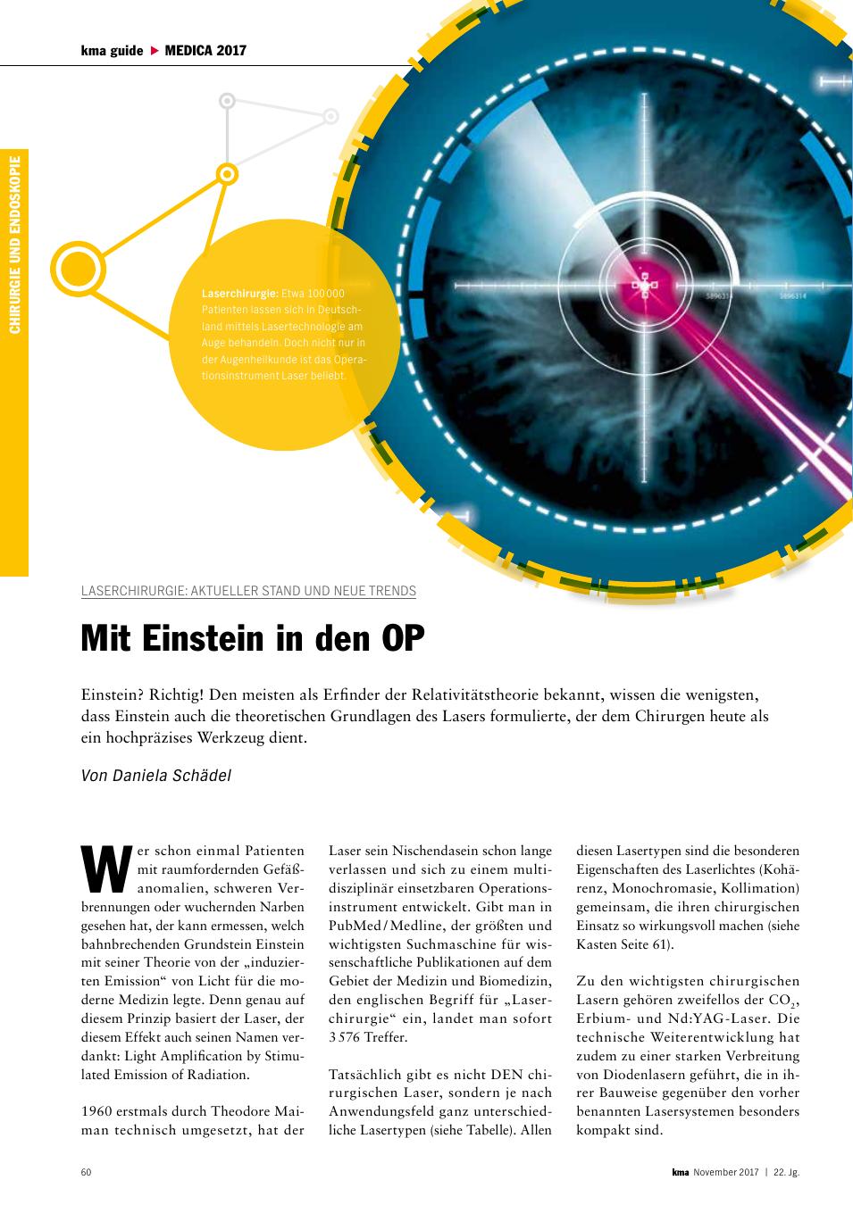 Vorschauseite 1: Laserchirurgie: Aktueller Stand und Neue Trends: Mit Einstein in den OP