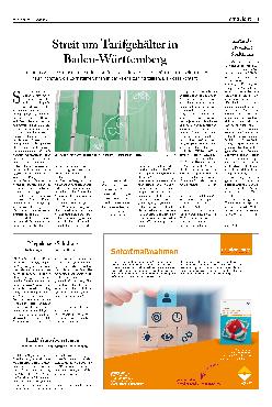 Vorschauseite 1: Streit um Tarifgehälter in Baden-Württemberg
