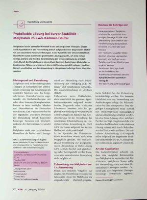 Vorschauseite 1: Praktikable Lösung bei kurzer Stabilität - Melphalan im Zwei-Kammer-Beutel