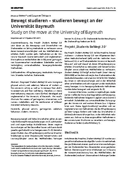 Vorschauseite 1: Bewegt studieren – studieren bewegt an der Universität Bayreuth