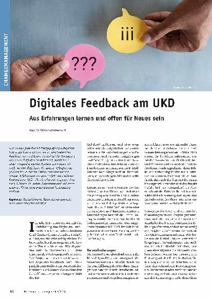 Vorschauseite 1: Digitales Feedback am UKD: Aus Erfahrungen lernen und offen für Neues sein.