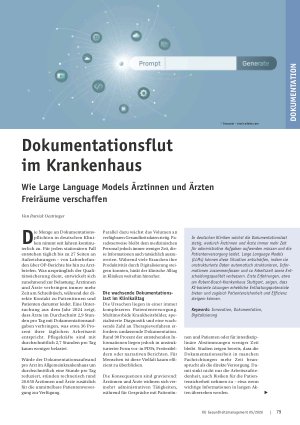 Vorschauseite 1: Dokumentationsflut im Krankenhaus. Wie Large Language Models Ärztinnen und Ärzten Freiräume verschaffen