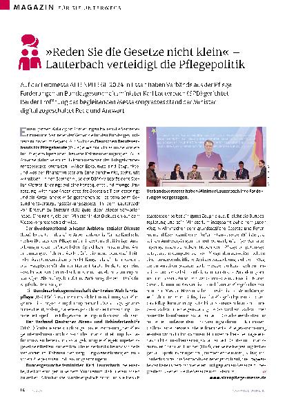 Vorschauseite 1: "Reden Sie die Gesetze nicht klein" – /IX Lauterbach verteidigt die Pflegepolitik