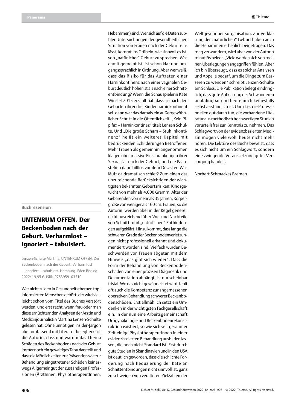 Vorschauseite 1: UNTENRUM OFFEN. Der Beckenboden nach der Geburt. Verharmlost – ignoriert – tabuisiert.